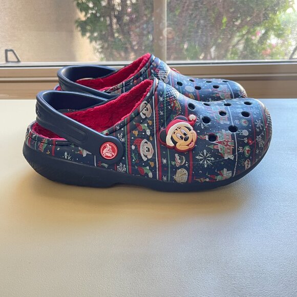 Crocs Disney Christmas 6 Shoes Mules Holiday 2020 Mickey Mouse Santa Blue Red - Picture 4 of 12